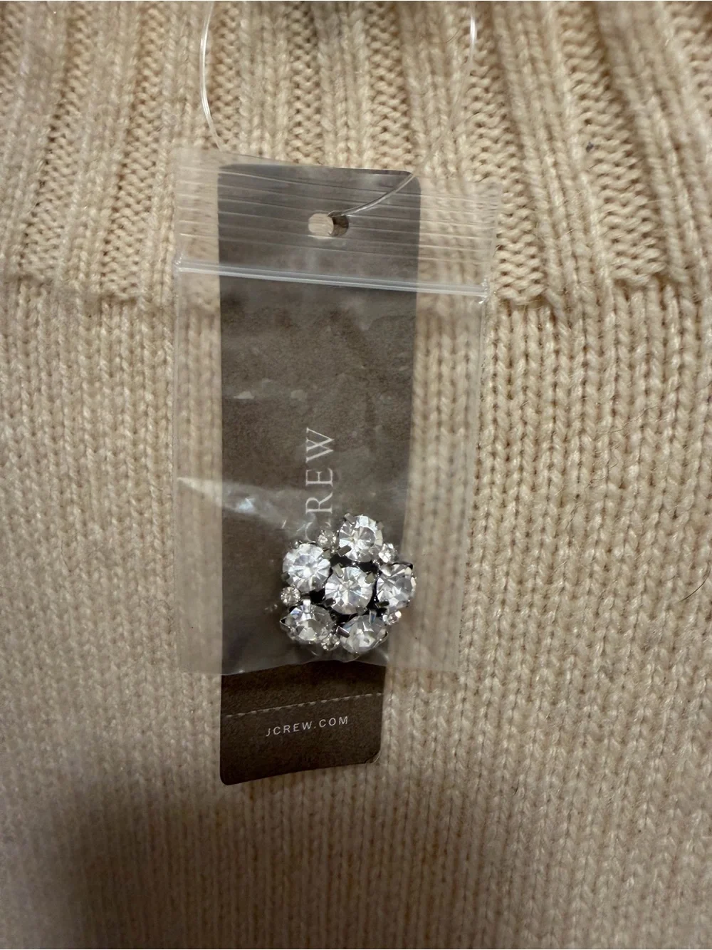 J. Crew Crewneck sweater with jeweled buttons Lambwool Blend Size Medium